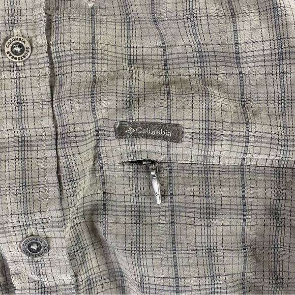 Columbia Omni-Shield Button Down Shirt Plaid Silver Buttons Zipper Pocket - Picture 2 of 9